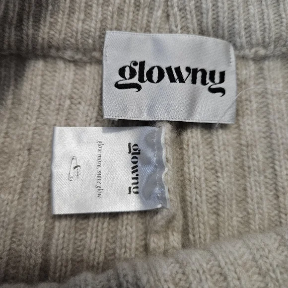 GLOWNY  RIBBED SHORTS WOMEN TAN SMALL CHIC ATHLEISURE Cashmere Wool Nylon Blend - Picture 4 of 10